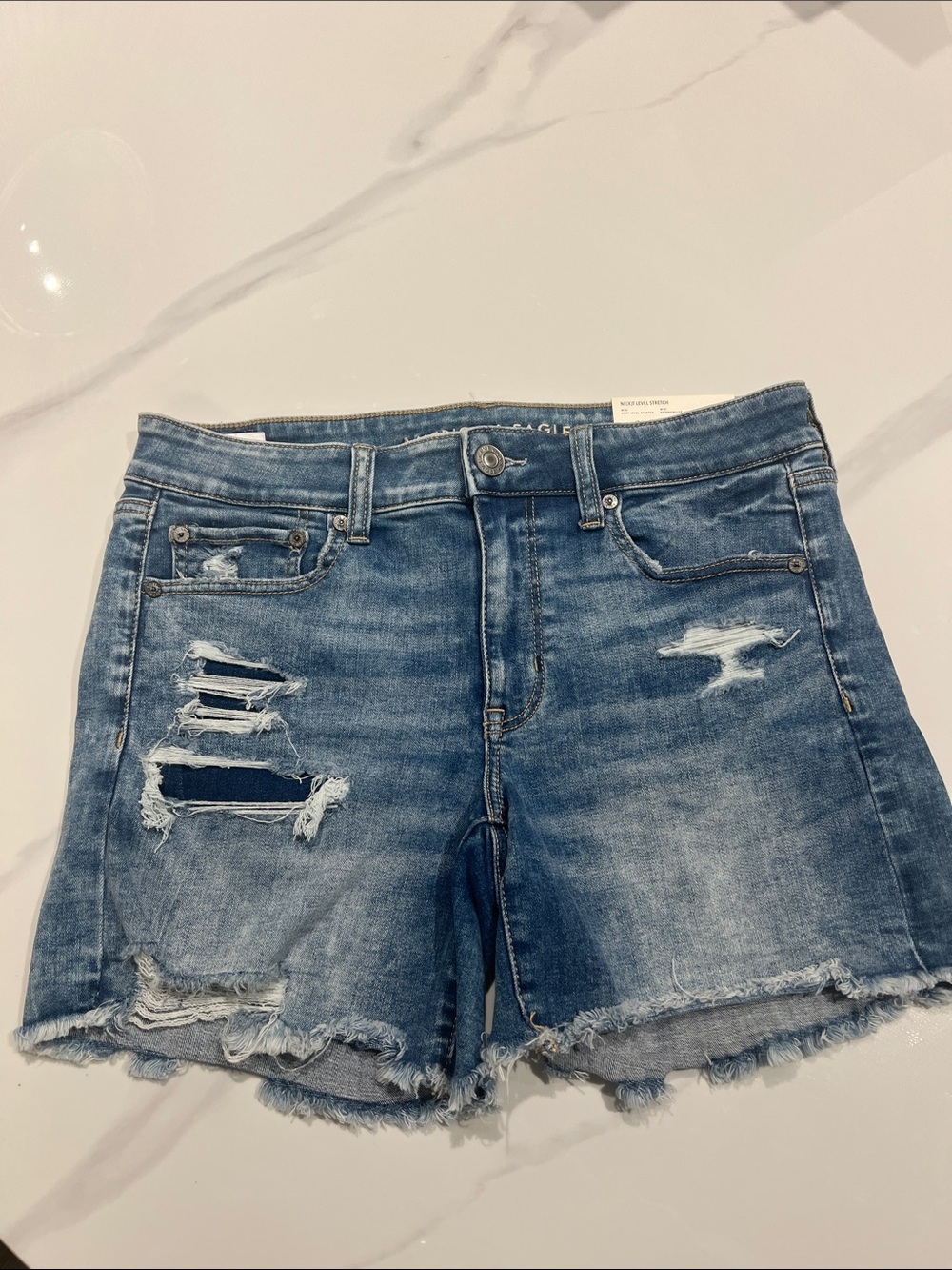 American Eagle Outfitters Ripped Blue Denim Jean Shorts